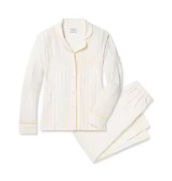 Janie and Jack Adult Pajamas|Petite Plume-Women's Pima Pajama in Sunny Stripe yellow