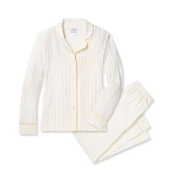 Janie and Jack Adult Pajamas|Petite Plume-Women's Pima Pajama in Sunny Stripe yellow