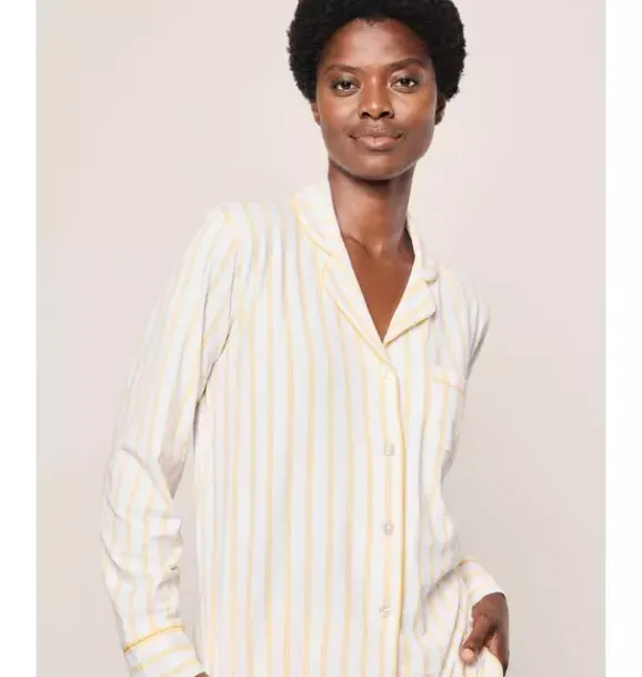 Janie and Jack Adult Pajamas|Petite Plume-Women's Pima Pajama in Sunny Stripe yellow