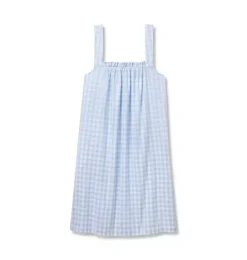 Janie and Jack Adult Pajamas|Petite Plume-Women's Twill Annabelle Nightgown in light blue gingham