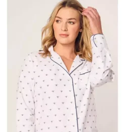 Janie and Jack Adult Pajamas|Petite Plume-Women's Twill Long Sleeve Short Set in Buzzing Bees white