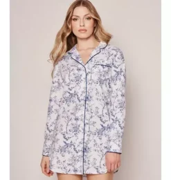 Janie and Jack Adult Pajamas|Petite Plume-Women's Twill Nightshirt in blue timeless toile