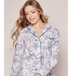 Janie and Jack Adult Pajamas|Petite Plume-Women's Twill Nightshirt in blue timeless toile
