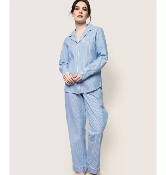 Janie and Jack Adult Pajamas|Petite Plume-Women's Twill Pajama Set in french blue seersucker