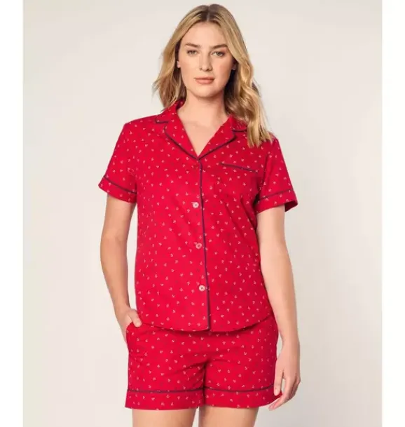 Janie and Jack Adult Pajamas|Petite Plume-Women's Twill Short Sleeve Short Pajama Set in anchors away