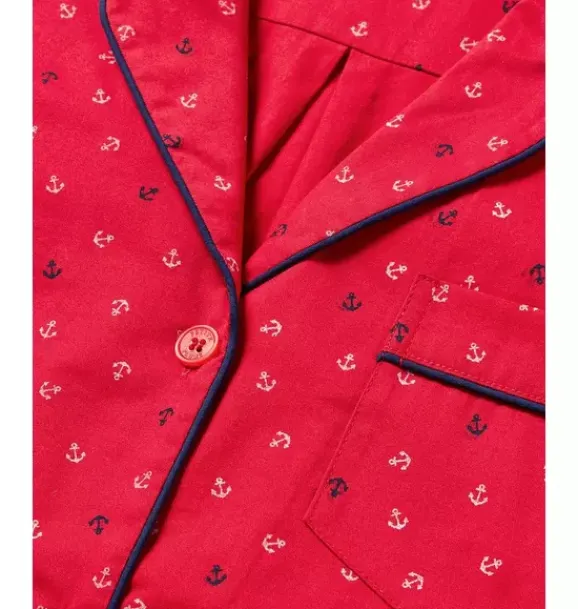 Janie and Jack Adult Pajamas|Petite Plume-Women's Twill Short Sleeve Short Pajama Set in anchors away
