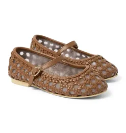Janie and Jack Shoes-Woven Ballet Flat medium brown