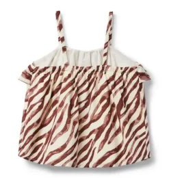 Janie and Jack Sleeveless Tops-Zebra Ruffle Top light brown zebra