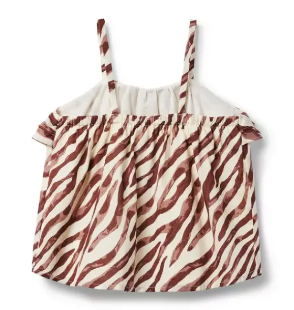 Janie and Jack Sleeveless Tops-Zebra Ruffle Top light brown zebra